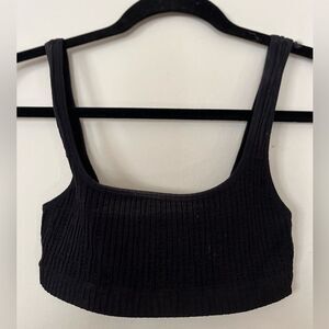 Out From Under black, very cropped top, stretchy, ribbed, size medium